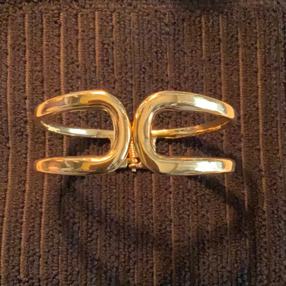 Gold Tone Spring Cuff Bracelet